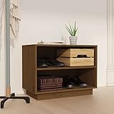 Tidyard Schuhschrank Holzschrank Schuhständer Schuhregal Schuhablage Schuhkommode Regale Schuhregale & Schuhschränke, Honigbraun 60x34x45 cm Massivholz Kiefer