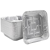 50 Stück Einweg Schalen aus Aluminiumfolie,Einweg-Grillpfannen 1000ML,Grill Aluschalen Tropfschalen Grillschale Auflaufform, Backbleche aus Aluminiumfolie 20cm x 20cm x 4cm