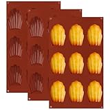 3 Stück Madeleine Backformen, Silikon Madeleine Backform, Madeleine Formen Silikon, BPA-frei, Einfache Freigabe, Muschelförmige Silikonformen für Madeleine, Kekse, Schokolade, Süßigkeiten, Pudding