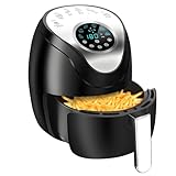 Heißluftfritteuse 8 L, Ölfreie Air Fryer 8 Programme, Timerfunktion 1-60 Minuten Digitales Display 1500 W, 90-200 °C Auftauen &Warmhalten Air Fryer，Inklusive Rezeptbuch, Spülmaschinenfest(Silver)