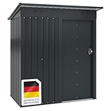 STEELSØN Metall Gerätehaus Talonix, Gartenhaus mit Pultdach, Schiebetür und Fundamentrahmen, Geräteschuppen anthrazit Maße: 149 B x 85 T x 184/160 H