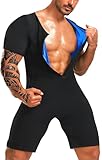 Mulnall Sauna Anzüge für Männer Sauna Sweat Shirt Heat Trapping Weste Full Body Shaper Workout Top mit Shorts Übung Fitness Heat Trapping Sweat Taille Trainer(BH7009-01-XXL)