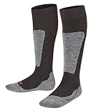 FALKE Unisex Kinder Skisocken Active Ski K KH Wolle Warm Dick 1 Paar, Schwarz (Black 3000), 39-42