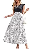 OUGES Sommerkleid Damen Lang Rüschen Maxikleid Elegant Sommer Kleid mit Taschen(Floral E,L)