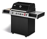 Enders® Gasgrill UNIQ 4 IK CRUSTER®, 4-Edelstahlbrenner, mehrstufige Drehregler, 800 °C TURBO ZONE™, SWITCH GRID™, HEAT RANGE™, SIMPLE CLEAN™, doppelwandige Garhaube, GN ½ Container, Bambusbrett #8702