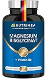 Magnesium Bisglycinat (Glycinat) + Vitamin B6 | Premium Magnesiumbisglycinat - Optimale Bioverfügbarkeit - Magnesiumglycinat Kapseln Hochdosiert 100% Vegan