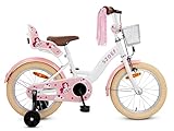 SJOEF Dolly Kinderfahrrad 16 Zoll | Kinder Fahrrad für Mädchen/Jugend | Ab 2-7 Jahren | 12-18 Zoll | inklusive Stützräder (Weiß)