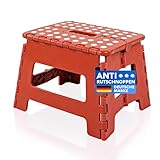 SCHWANFELD® Tritthocker Klapphocker faltbar bis 100kg [Anti-RUTSCHNOPPEN] - Premium Hocker Klappbar - Hochwertiger Tritthocker klappbar - Faltbarer Hocker - Klapptritt faltbar - klappbarer Hocker