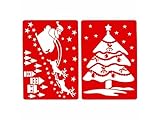 Przydasie Schablonen-Set für künstliche Schneebilder – 2 Stück – Weihnachtsdesign – Wiederverwendbar – 54 x 38 cm – Kreative Dekoration für Weihnachten Weihnachtsbaum/Weihnachtsmann im Schlitten