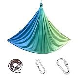 Aerial Yoga Hängematte Set,Yoga Hammock 200 Kg Max. Tragfähigkeit Mit Beschläge,Full Body Anti-Gravity-Übungen(Blau-grün,150x280CM)