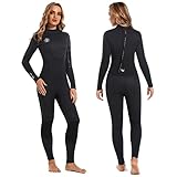 Neoprenanzug Damen Neopren Thermo Schwimmanzug - 3MM UV Schutz Herren Tauchanzug Lange Ärmel Rückenreißverschluss Ultra Stretch Schwarz Wetsuit Outdoor Taucher Badeanzug für Schnorcheln Schwimmen XXXL