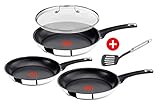 Tefal E43510 Jamie Oliver Pfannenset 5 tlg Induktion, inkl Deckel 28cm+Wender, Pfanne 20,26,28 cm, alle Herdarten, Bratpfanne Antihaft-beschichtet