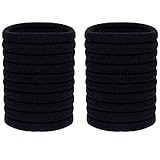 Rtinle 20 Haargummis Schwarz - Premium Gummibänder Haarbänder - elastisch und aus Baumwolle - Gummibänder für Frauen und Mädchen Dutt - Haargummi Haarband Pferdeschwanz Gummi, Schwarz