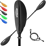 OVERMONT Paddel Aluminium Doppelpaddel SUP Paddel 222cm mit verstellbaren Paddel-Blätter für Kanusport Kajakfahren Kanadier Boot Ruderboot Schwarz/Rot/Orange
