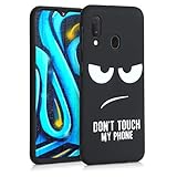 kwmobile Hülle kompatibel mit Samsung Galaxy A20e - Handyhülle Silikon Case - Don't Touch My Phone Weiß Schwarz