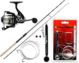 Angel Berger Steck Angelset Aal Zander Grundmontage Rute Rolle mit Angelzubehör Ready2Fish Angel Set Aal Zander Fishing Set EEL Pike Perch Wurm Dead Bait Grundangel Aalangeln Zanderangeln