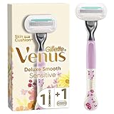 Gillette Venus Deluxe Smooth Sensitive Damenrasierer - 1 Klinge, 5 Klingen Mit Diamantharter Beschichtung