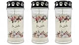 3er-Set Grabkerze Erstklassige Qualität „In Liebe“ – 17 × 7,5 cm – Grablicht, Trauerkerze & Gedenkkerze mit Blumenmotiv – wetterfest, lange Brenndauer, stilvolle Friedhofskerze