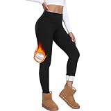 FuelMeFoot Thermo Leggings Damen Gefüttert High Waist Thermoleggins Mit Fleece Verdickte Plüsch Leggins Blickdicht Samt Thermounterwäsche Warm Strumpfhose Winter. B1-Schwarz S