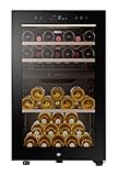 Haier HWS42GDAU1 Weinkühlschrank / 42 Flaschen / 2 Temperaturzonen/Einzigartiges natürliches Luftstromsystem/UV-Schutz Black Glass Connected