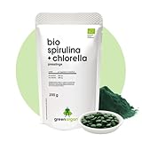 Bio Spirulina + Chlorella - 400 Tabletten 200 g - 500 mg pro Tablette - Plantensis und Vulgaris Algen - Hochdosiert - Presslinge - Kontrolliert biologischer Anbau (200 g, Spirulina + Chlorella)