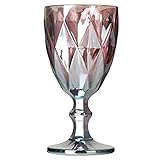SuDeLLong Rotweinkelch Mehrfarbig geschnitztes Glas Rotwein Saft Glas Champagnerglas Kelch Bar Restaurant Zuhause (Farbe: Rosa, Größe: 17 x 8,5 cm)