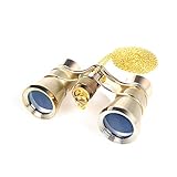 ANGEEK 3 x 25 Classic Foldable Opera Glasses Binoculars Metal Body with Chain Optical Lens Theater Telescope Retro Design Women Girls Gifts(Golden)