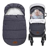 Universal Fußsack Baby Einschlagdecke für Babyschale und Kinderwagen Babybett Autositz Buggy für Winter geeignet (Schwarz)