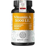 NATURE LOVE® Vegane Vitamin A - 365 Tabletten mit 5.000 IE...