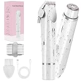 Silky Glow 2 in 1 Elektrischer Damenrasierer - Dual Head Bikini Trimmer! Wet & Dry Use, ideal für Bad und Reise. Perfekt für Gesicht, Beine & Bikinizone! (Weiß)