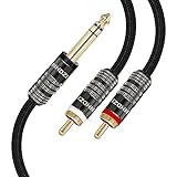 HHDZI Splitterkabel, 6,35 mm Stecker auf Dual-RCA-Stecker, exzellenter Klang, 1/4-Zoll-Stecker, TRS-Stereo-Stecker auf Cinch-Stecker, einfache Verbindung (1 m))