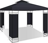 KESSER® - Pavillon 3x3m wasserabweisend UV-Schutz 50+ Metall Gestell Partyzelt Gartenzelt Luxus Gartenpavillon 9m² Festzelt, Anthrazit