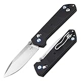 BÖKER PLUS® Kihon DC 2.0 - Taschenmesser kugelgelagert mit D2 Droppoint Klinge - Einhand Klappmesser mit Crossbar-Lock - EDC Messer mit Clip - Outdoor 1 Hand Messer zum Klappen & FRN Griff schwarz