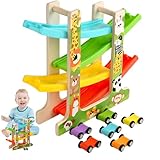 Auto-Rennbahn Spielzeug – Holz und ABS 30x26x7cm | Rennbahns Auto-Spielzeug | Fahrzeugset für Kinder ab 2 Jahren | Holz-Rennbahn mit Fahrzeugen für Frühes Lernen, Spielspaß und Unterhaltung