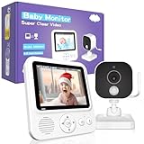 OBVHNUA Babyphone mit Kamera 2,8 Zoll Video-Babyphone 720p LCD babyfon mit 2000mAh Akku 2-Wege Gegensprechanlage VOX Modus Digitaler Zoom Nachtsicht Temperaturüberwachung 8 Schlaflied 5 Wecker