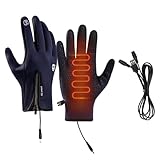 Beheizte Handschuhe für Damen, Touchscreen-Handschuhe, wiederaufladbar über USB, rutschfeste Winterhandschuhe mit Reißverschluss, Eisangelausrüstung