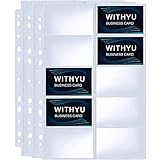 WITHYU Visitenkartenhülle A4 mit 10 Fächern,30 Pack 600 Taschen Visitenkartenhüllen Binderblätter, Ultra-Clear Visitenkartenblätter mit 11 Löchern, doppelseitige Kreditkartenblätter