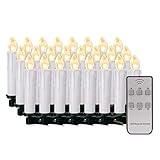 20/30/40/50/60 stk LED Kerzen LED Lichterkette Kabellos Dimmbar Kerzenlichter Flammenlose Weihnachtskerzen für Weihnachtsbaum, Weihnachtsdeko, Hochzeit, Geburtstags, Party (weisse Hülle, 30stk)