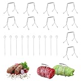 10 Stück Rouladenklammern Aus Edelstahl Wiederverwendbar, Mit 10 Stück 15cm Rouladennadeln, Rouladenspieße Rouladen Klammern als Perfekte Alternative zu Rouladennadeln oder Rouladenspieße