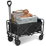 Eurobuy Gartenwagen mit Rädern, Multi-Terrain-Trolley, zusammenklappbar, robust, große Kapazität, faltbarer Lebensmittelwagen für Camping, Einkaufen, Gartenarbeit