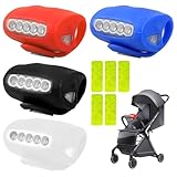 Sporgo LED Kinderwagen Licht: 4 Stück Wasserdichte Kinderwagenlicht mit 4 Stück Kinderwagen Reflektoren, LED Silikonleuchten Silikon Buggylicht für Alle Kinderwagen, Kinderwagen Beleuchtung