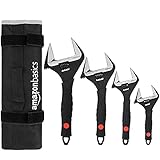Amazon Basics 4-teiliges Rollgabelschlüssel-Set mit weichem Griff, weite Öffnung, mit: 6.4 x 2.5 x 0.75 zoll (16.2 cm x 6.35 cm x 1.90 cm)