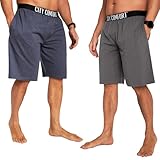 CityComfort Pyjama Shorts Herren, Kurze Schlafanzughose Herren mit Seitentaschen & Elastischem Bund 2er-Pack (Dunkelblau/Anthrazit, XL)