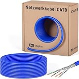 HB-DIGITAL 25m CAT 8 Netzwerkkabel LAN Kabel Verlegekabel Ethernet Installationskabel 40 Gbit/s AWG 22/1 reines Kupfer S/FTP LSZH BauPVO Klasse B2ca Datenkabel Simplex - Blau