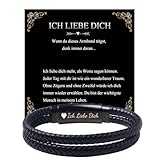 Geschenk für Ihn Männer Armbänder : Ich Liebe Dich Herren Armband Leder Schwarz An Meinen Mann Verstellbare 19cm-23cm Weihnachten Geburtstag Valentinstag Jahrestag Geschenke für Freund Ehemann