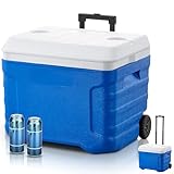 Kühlbox passiv 41L, kühlbox auf Rädern, Kühlbox mit Rollen,Thermobox Hochwertige PU-Vollschaumkernisolierung,4 Tage Kühlleistung, Perfekt für Camping, Picknick, Festivals