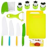 Kindermesser Set 12-Teiliges, Kinder Küchenmesser, Sicherheit Kindermesser ab 2 Jahre, Montessori Messer, Kinder Kochset zum Schneiden und Kochen von Obst oder Gemüse