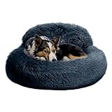Beruhigendes Hundebett, weiches rundes Hundebett, erhöhte Kanten, rutschfestes, gemütliches Sofa für Nachtschlaf, stürmisches Wetter, tägliche Erholung, Wohnung, Spielbereich, Zuhause, Schlafzimmer