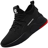 SUADEX Arbeitsschuhe Sicherheitsschuhe Herren Damen Leicht Atmungsaktiv Stahlkappenschuhe Unisex Sneaker mit Stahlkappe (02-Schwarz 43EU)