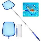 150cm Pool Kescher mit 118cm Aluminiumstange – Feinmaschiges Oberflächenkescher Netz für Pool, Teich & Springbrunnen – Praktischer Kescher Pool Reiniger gegen Blätter & Algen